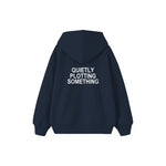 Plotting Something Çocuk Hoodie — Lacivert — arka görünüm