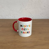 Kişiye Özel İçi / Dışı Renkli Kulplu Bardak