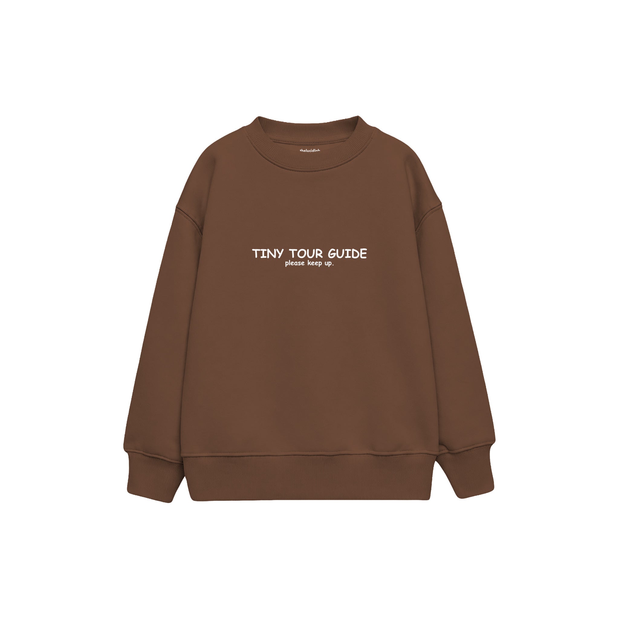 Tiny Tour Guide Çocuk Sweatshirt — Kahverengi — ön görünüm