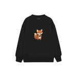Fox holding an acorn Çocuk Sweatshirt — Siyah — ön görünüm