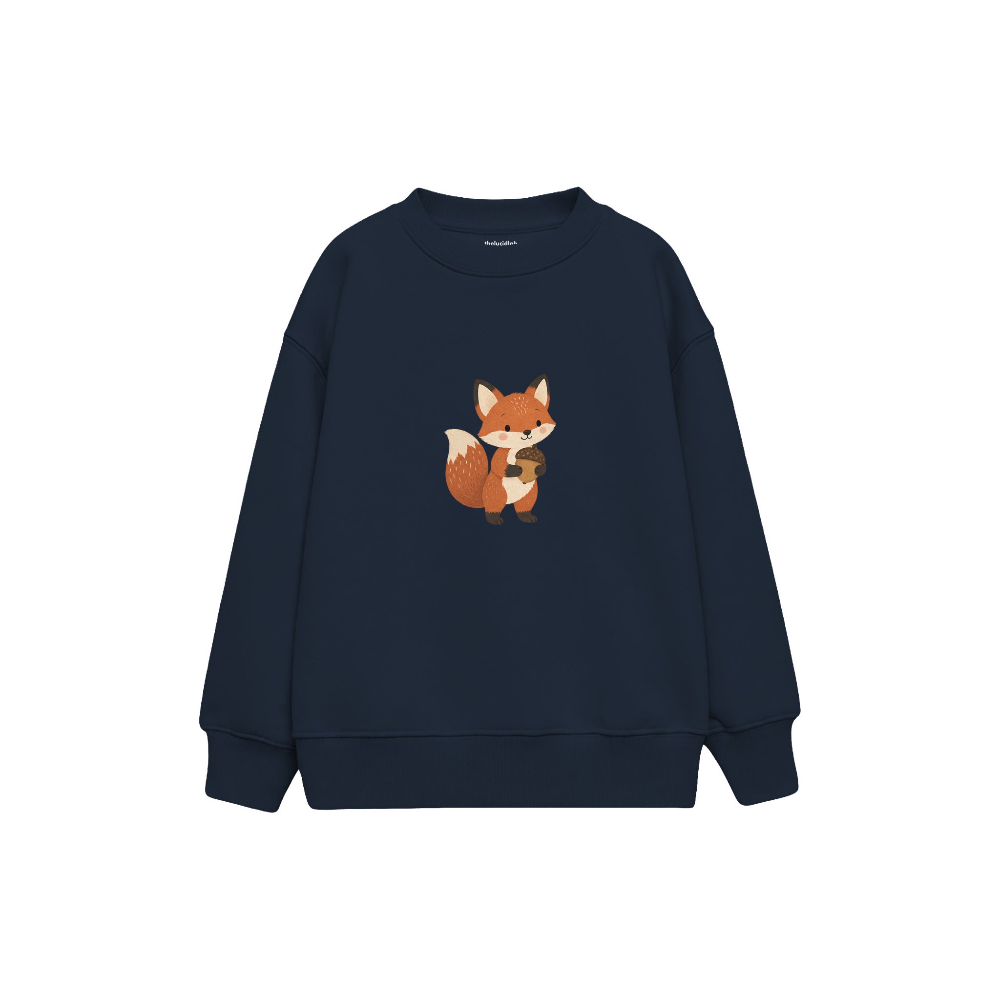 Fox holding an acorn Çocuk Sweatshirt — Lacivert — ön görünüm