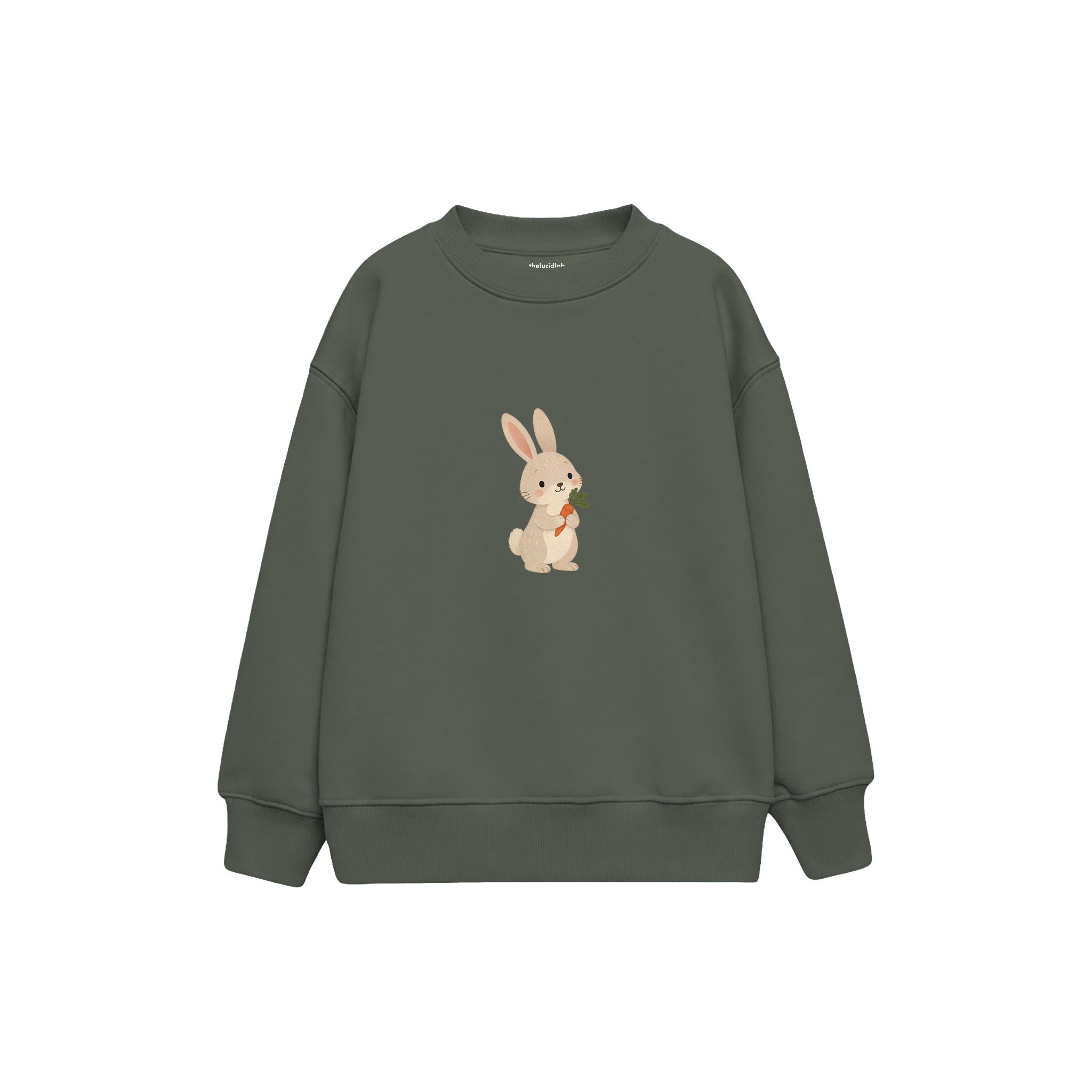 Rabbit holding a tiny carrot Çocuk Sweatshirt — Antrasit — ön görünüm