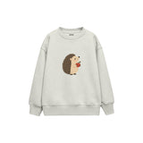 Hedgehog with a small apple Çocuk Sweatshirt — Beyaz — ön görünüm