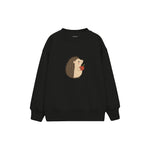 Hedgehog with a small apple Çocuk Sweatshirt — Siyah — ön görünüm