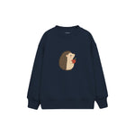 Hedgehog with a small apple Çocuk Sweatshirt — Lacivert — ön görünüm