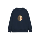 Hedgehog with a small apple Çocuk Sweatshirt — Lacivert — ön görünüm