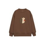 Hedgehog with a small apple Çocuk Sweatshirt — Kahverengi — ön görünüm