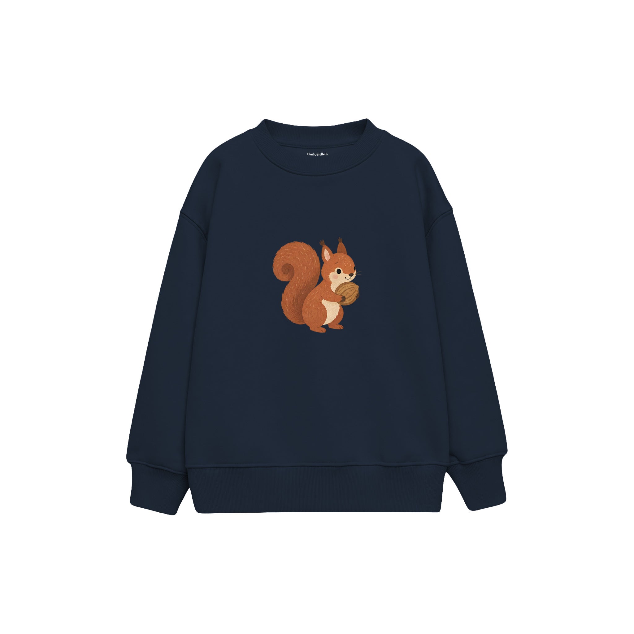 Squirrel carrying a walnut Çocuk Sweatshirt — Lacivert — ön görünüm