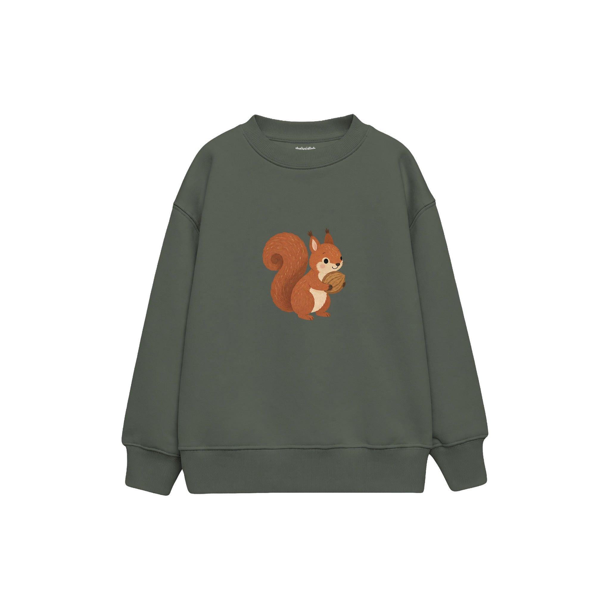 Squirrel carrying a walnut Çocuk Sweatshirt — Antrasit — ön görünüm