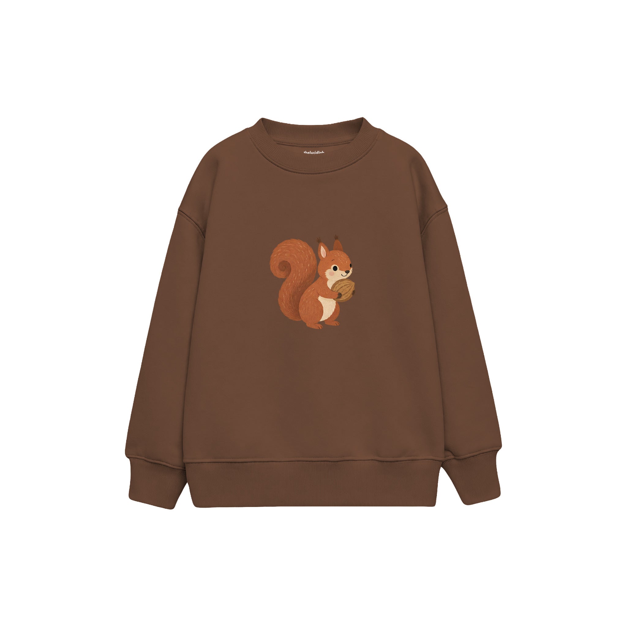 Squirrel carrying a walnut Çocuk Sweatshirt — Kahverengi — ön görünüm