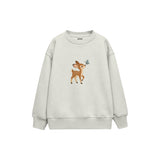 Fawn looking at a butterfly Çocuk Sweatshirt — Beyaz — ön görünüm