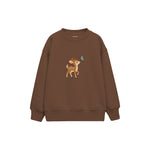 Fawn looking at a butterfly Çocuk Sweatshirt — Kahverengi — ön görünüm