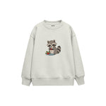 Raccoon washing a berry Çocuk Sweatshirt — Beyaz — ön görünüm