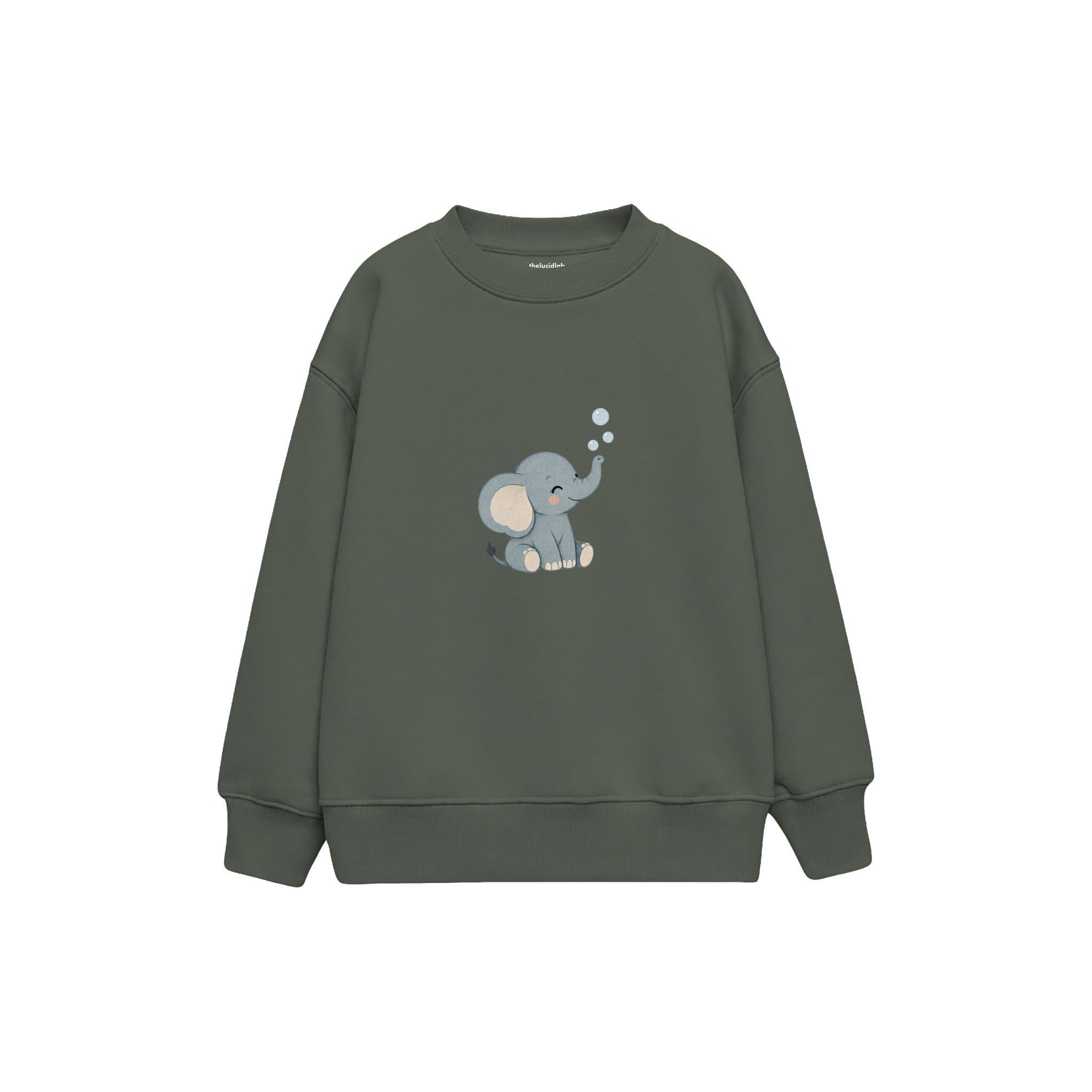 Elephant blowing three tiny bubbles Çocuk Sweatshirt — Antrasit — ön görünüm