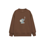 Elephant blowing three tiny bubbles Çocuk Sweatshirt — Kahverengi — ön görünüm
