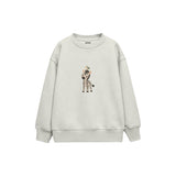 Zebra foal with a tiny bird on its head Çocuk Sweatshirt — Beyaz — ön görünüm