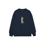 Zebra foal with a tiny bird on its head Çocuk Sweatshirt — Lacivert — ön görünüm
