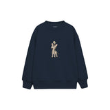 Zebra foal with a tiny bird on its head Çocuk Sweatshirt — Lacivert — ön görünüm