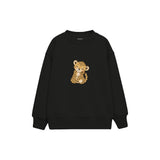 Baby leopard hugging its tail Çocuk Sweatshirt — Siyah — ön görünüm