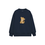 Baby leopard hugging its tail Çocuk Sweatshirt — Lacivert — ön görünüm