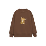 Baby leopard hugging its tail Çocuk Sweatshirt — Kahverengi — ön görünüm