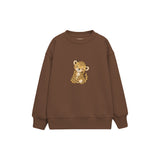 Baby leopard hugging its tail Çocuk Sweatshirt — Kahverengi — ön görünüm