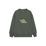 Sage stegosaurus carrying a leaf Çocuk Sweatshirt — Antrasit — ön görünüm