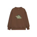 Sage stegosaurus carrying a leaf Çocuk Sweatshirt — Kahverengi — ön görünüm