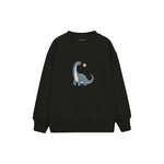 Dusty blue sauropod with a small star Çocuk Sweatshirt — Siyah — ön görünüm
