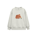 Terracotta triceratops smelling a flower Çocuk Sweatshirt — Beyaz — ön görünüm