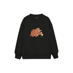 Terracotta triceratops smelling a flower Çocuk Sweatshirt — Siyah — ön görünüm