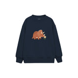 Terracotta triceratops smelling a flower Çocuk Sweatshirt — Lacivert — ön görünüm