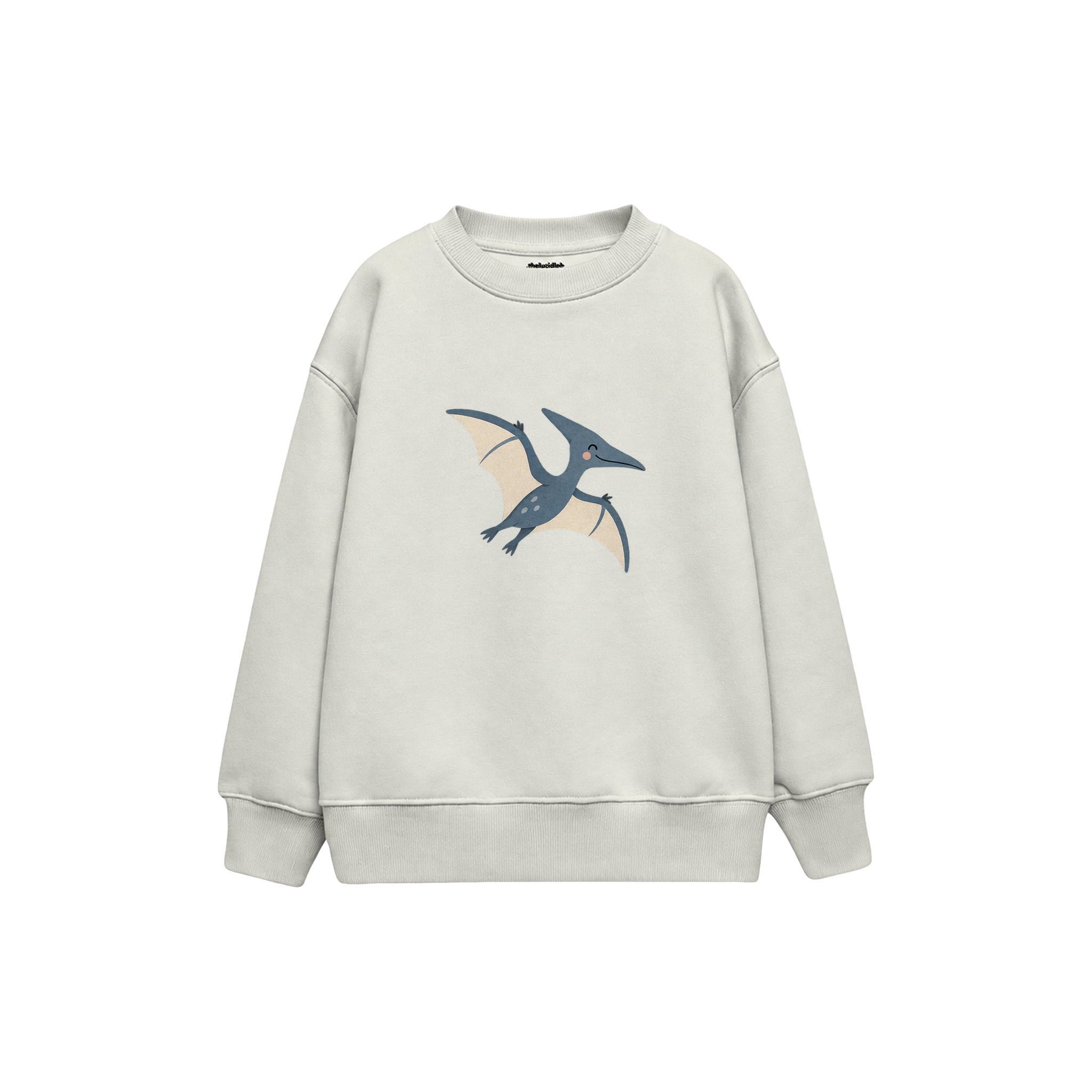 Blue pterodactyl gliding gently Çocuk Sweatshirt — Beyaz — ön görünüm