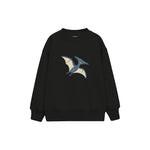Blue pterodactyl gliding gently Çocuk Sweatshirt — Siyah — ön görünüm