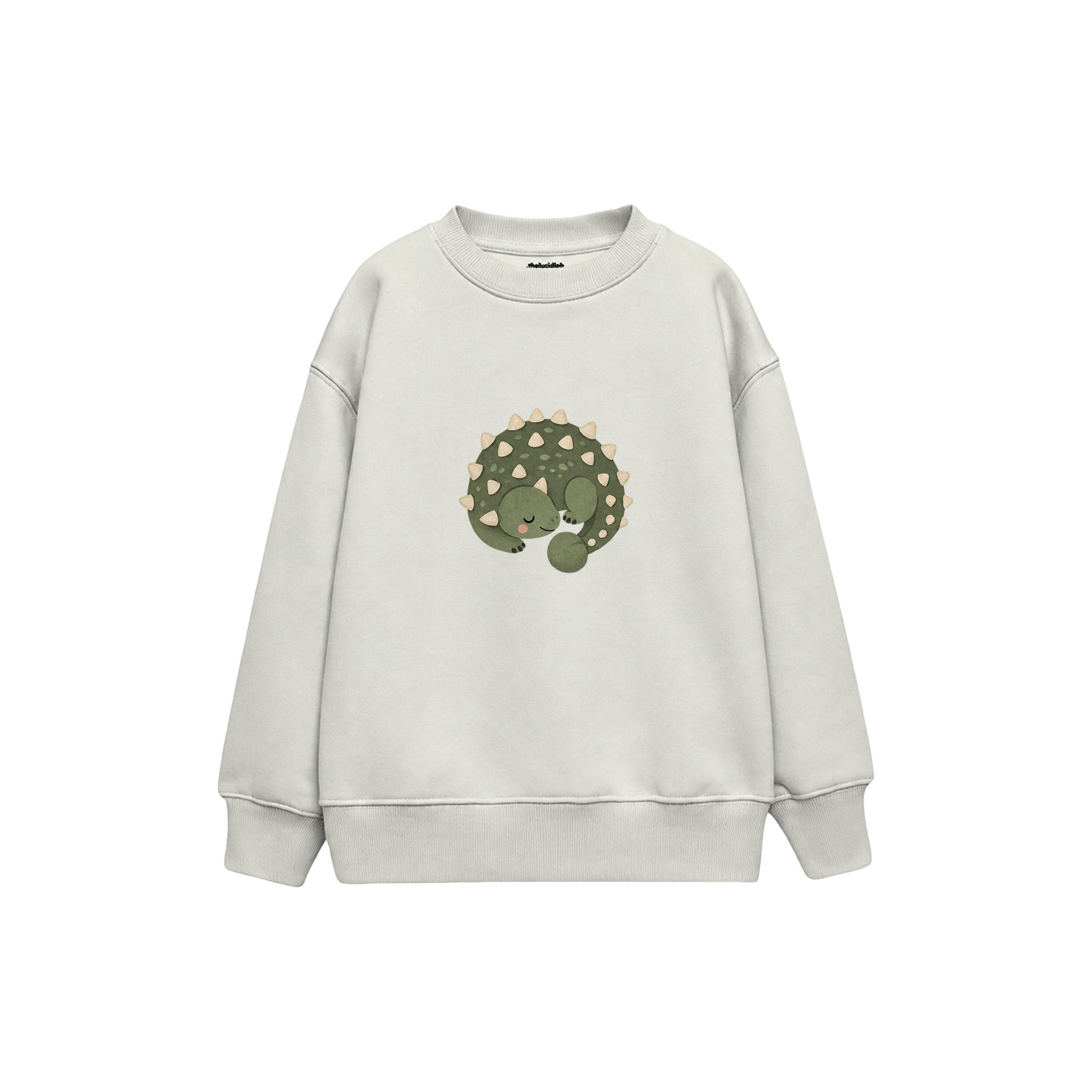 Green ankylosaurus curled up Çocuk Sweatshirt — Beyaz — ön görünüm