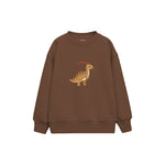 Small parasaurolophus with a berry Çocuk Sweatshirt — Kahverengi — ön görünüm