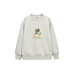 Baby dinosaur emerging from a speckled eggshell Çocuk Sweatshirt — Beyaz — ön görünüm