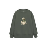 Baby dinosaur emerging from a speckled eggshell Çocuk Sweatshirt — Antrasit — ön görünüm