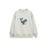 Whale carrying a small seashell Çocuk Sweatshirt — Beyaz — ön görünüm