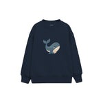 Whale carrying a small seashell Çocuk Sweatshirt — Lacivert — ön görünüm
