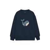 Whale carrying a small seashell Çocuk Sweatshirt — Lacivert — ön görünüm