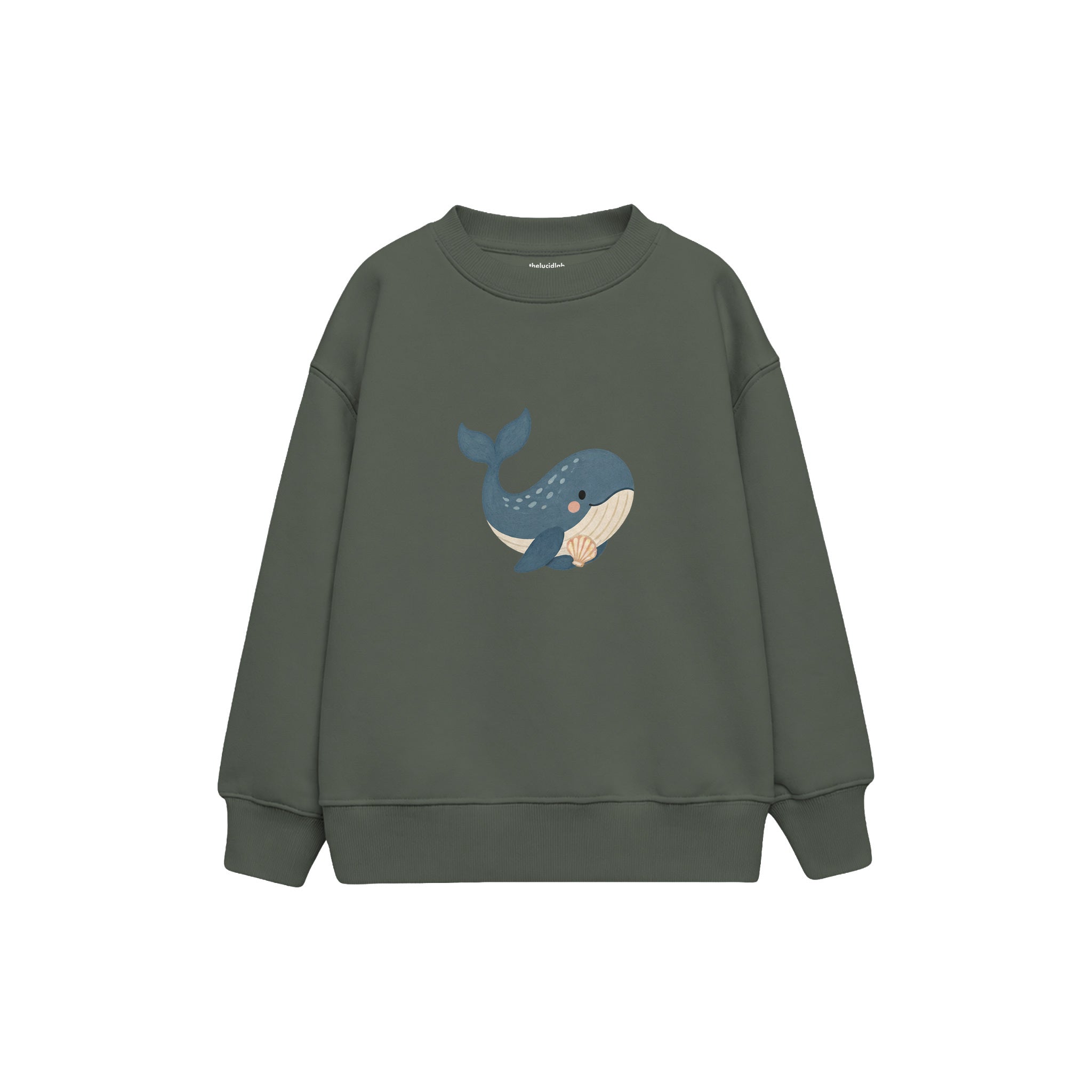 Whale carrying a small seashell Çocuk Sweatshirt — Antrasit — ön görünüm