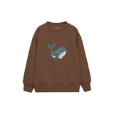 Whale carrying a small seashell Çocuk Sweatshirt — Kahverengi — ön görünüm