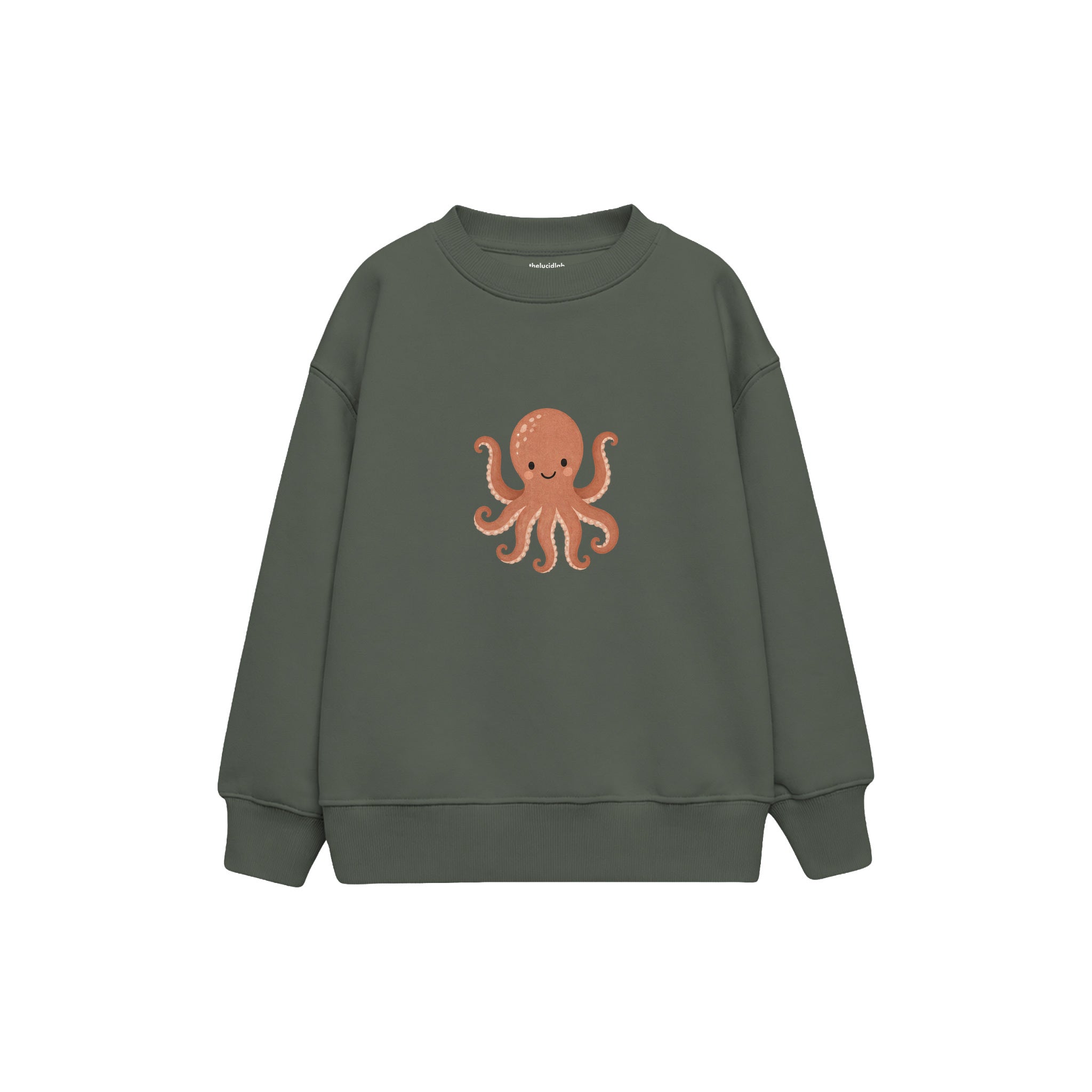 Octopus waving two arms Çocuk Sweatshirt — Antrasit — ön görünüm