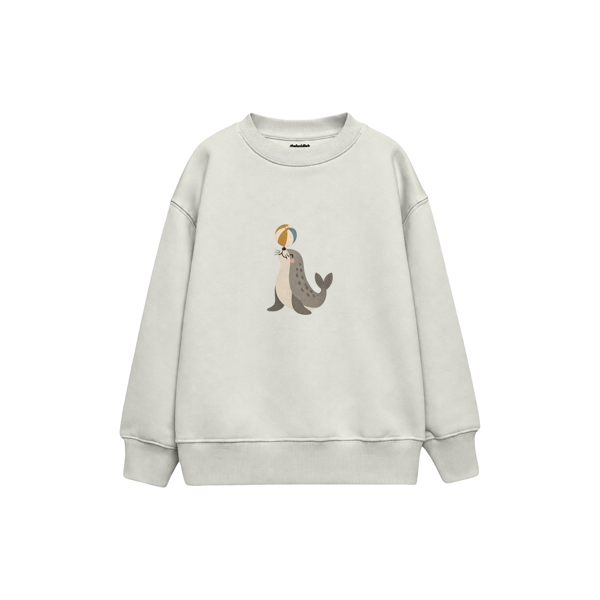 Seal balancing a small ball Çocuk Sweatshirt — Beyaz — ön görünüm