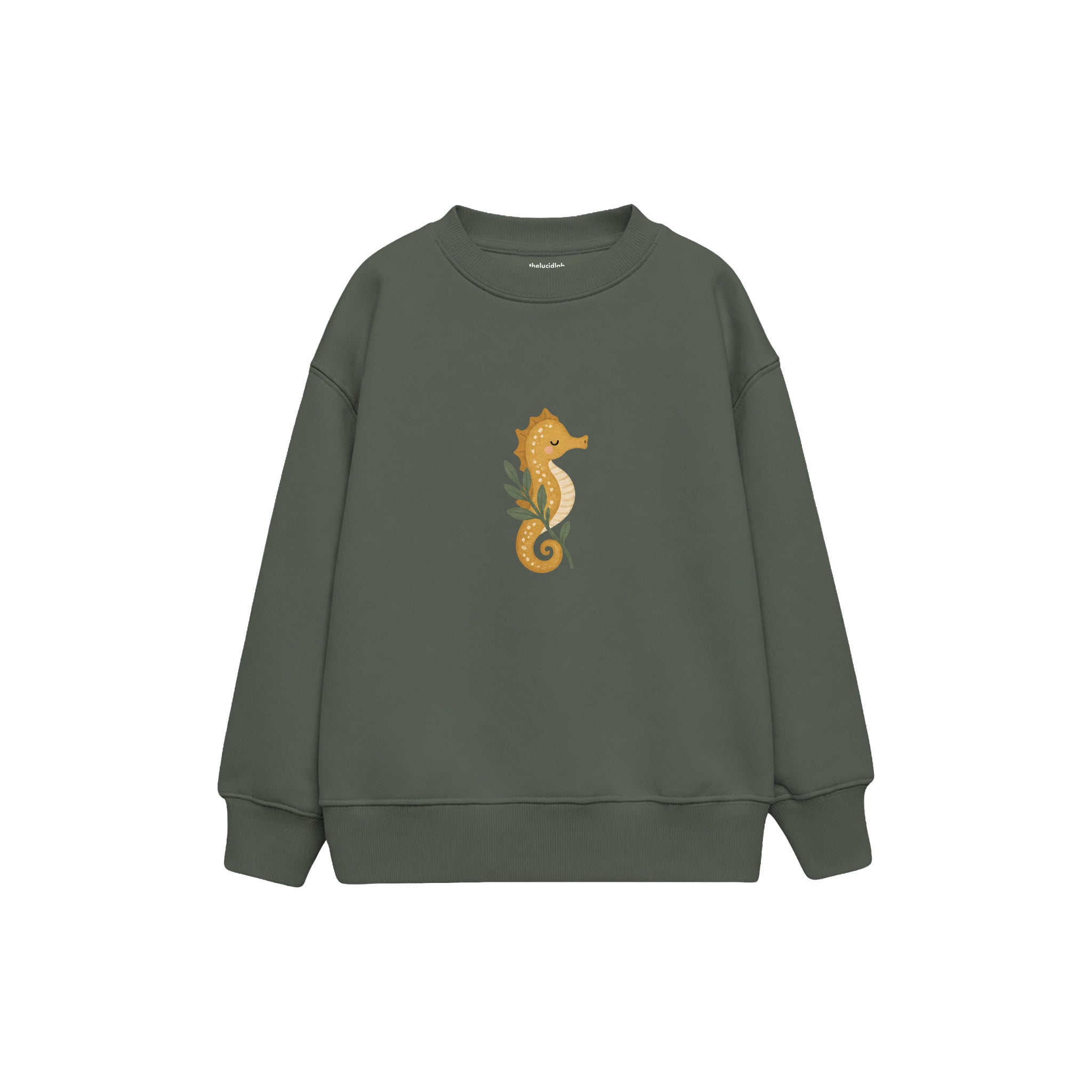 Seahorse curled around a sprig Çocuk Sweatshirt — Antrasit — ön görünüm