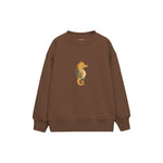 Seahorse curled around a sprig Çocuk Sweatshirt — Kahverengi — ön görünüm