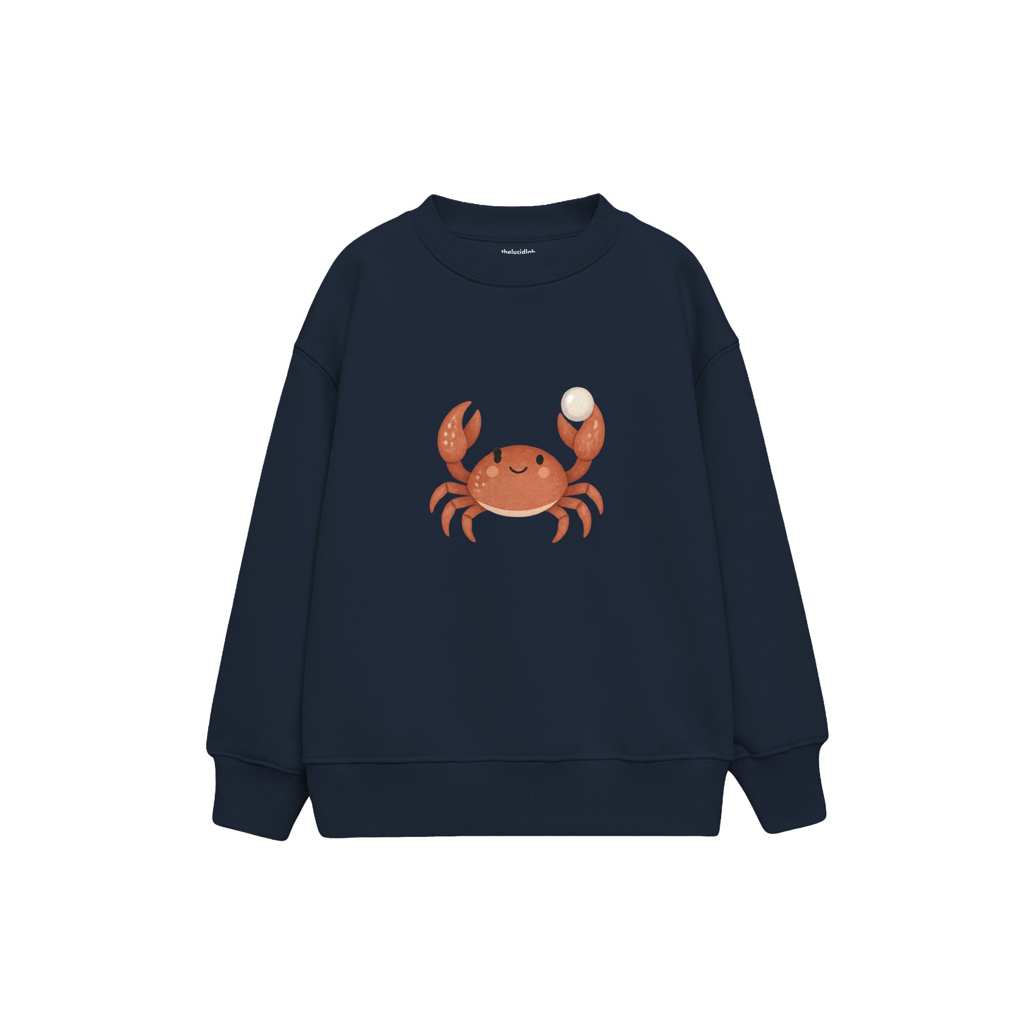 Crab offering a pearl Çocuk Sweatshirt — Lacivert — ön görünüm