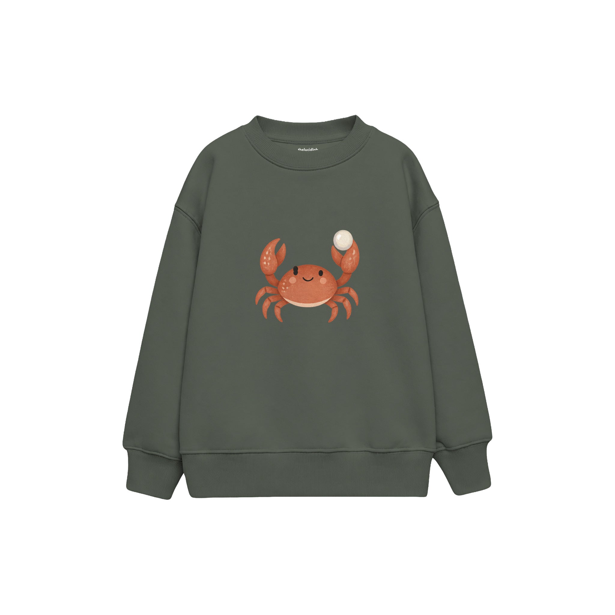 Crab offering a pearl Çocuk Sweatshirt — Antrasit — ön görünüm