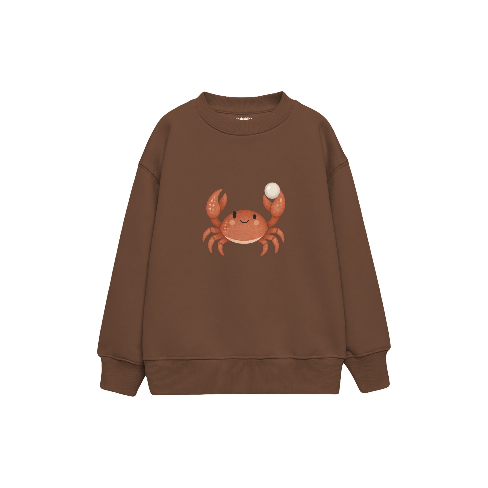 Crab offering a pearl Çocuk Sweatshirt — Kahverengi — ön görünüm